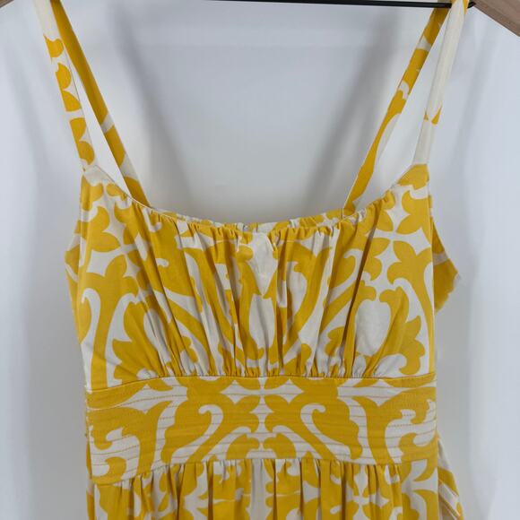 Vintage Dressbarn Yellow Milkmaid Print Sundress Tie Waist Cotton Summer Size 16 - Picture 4 of 9